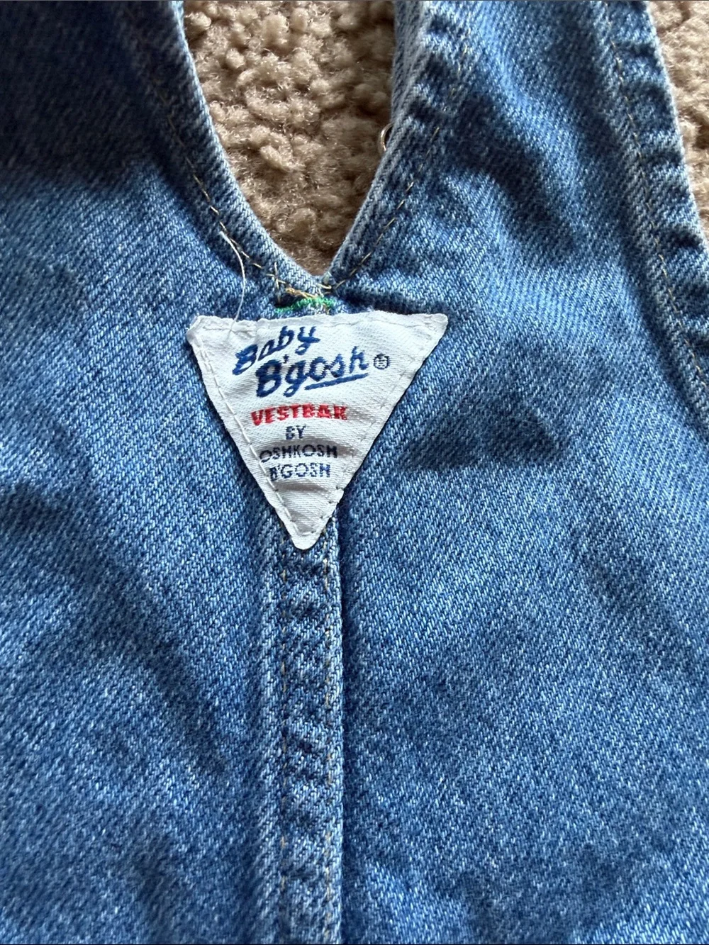 B68 Vintage OshKosh B'gosh Classic Blue Denim Overalls, 12 months